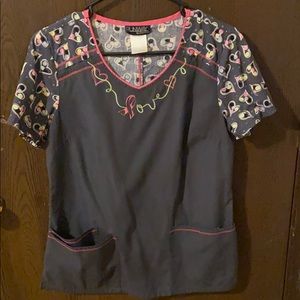Cherokee scrub top (breast cancer) size small